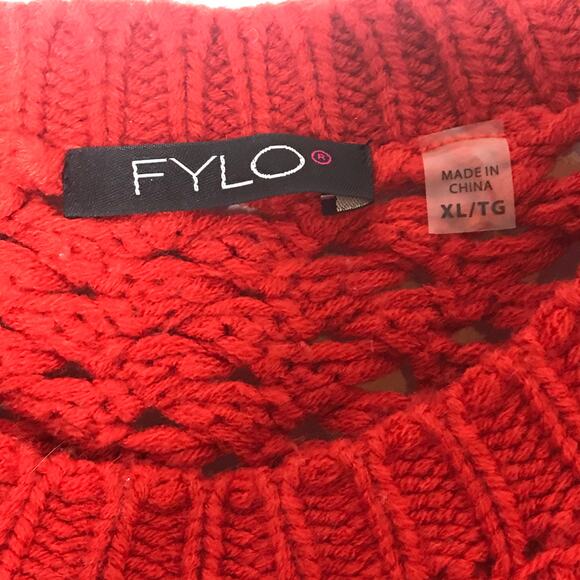 FYLO Long Sleeve Chunky Knit Sweater Red XL - Picture 5 of 7